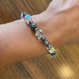 Elegant Silver and Crystal Beaded Bracelet